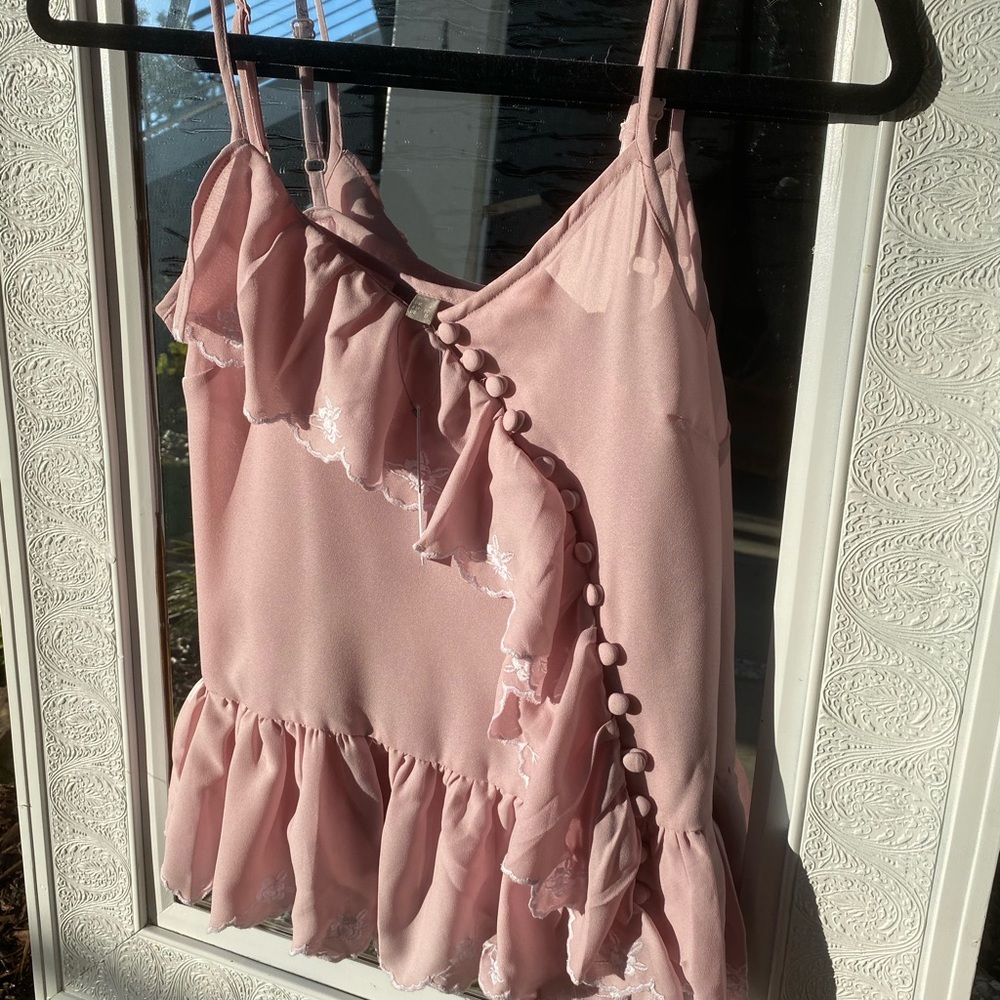 Ruffle Embroidered Tank Top - Picture 3 of 10